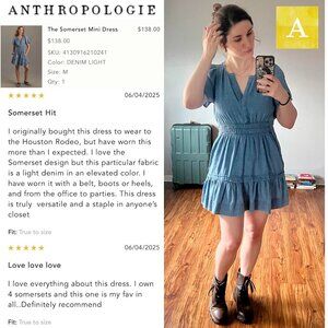 ANTHROPOLOGIE Somerset Mini Dress in Light Denim